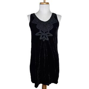 Max Studio Specialty Products Silk Blend Black Velvet Crochet Y2K Goth Glam XS